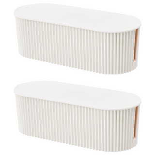 comet 延長線收納整理盒 中號, 象牙色, 2個