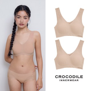 감탄브라 크로커다일 쉘론 V넥 브라 2종세트