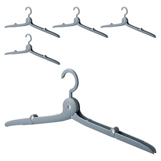 小麥購物 便攜摺疊衣架 G541 5個, 橢圓 灰色, 1組