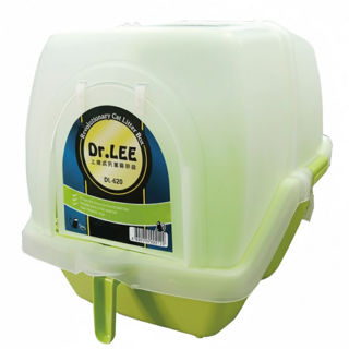 DR.LEE 上掀式抗菌貓砂盆 單層 附貓砂鏟 落砂踏墊設計, 綠色, 1個