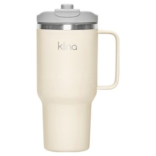 클리나 뉴원더 보온보냉 빨대 손잡이 차량용 텀블러, 크림, 900ml, 1개