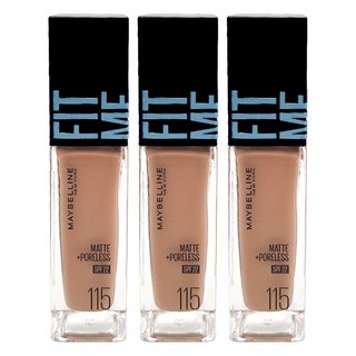 MAYBELLINE 媚比琳 台灣公司貨 FIT ME 反孔特霧粉底液 30ml, 3支, 115