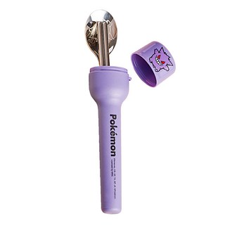 PoKeMoN 寶可夢 不鏽鋼湯筷組 KPM-FS09, 湯匙 + 筷子 + 收納盒, 耿鬼, 1組