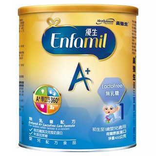 Enfamil Mead Johnson 美強生 優生A+ L.F. 1號全護系列無乳糖配方 奶粉 0~12個月, 400g, 1罐