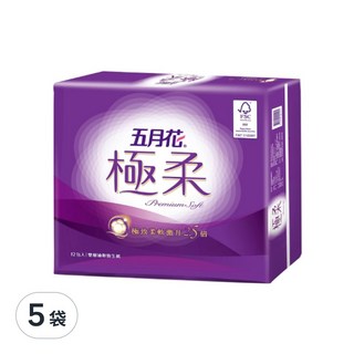 五月花 極柔 頂級抽取衛生紙 110張, 12包, 5袋