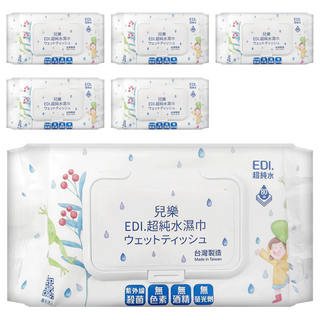 兒樂 EDI. 超純水濕紙巾 掀蓋包 80張, 1入, 6包