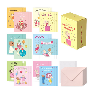 Monolike Day by Day 卡片36入 + 信封36入 + 貼紙36入組 Happy and Lucky Birthday, 36個裝, 多色