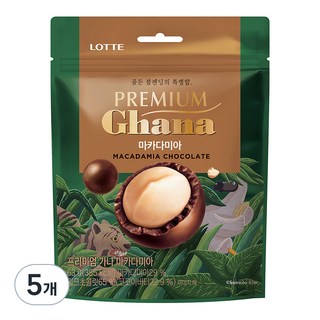 LOTTE 樂天 Ghana 加納 優質迦納夏威夷果巧克力球, 63g, 5包