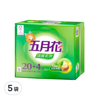 五月花 清膚柔潤 抽取衛生紙, 24包, 5袋
