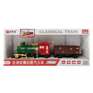 BAOLE STAR TOYS 寶樂星 仿真噴霧摩輪蒸汽火車 會噴煙/燈光音樂/說故事 5891, 綠色, 1盒