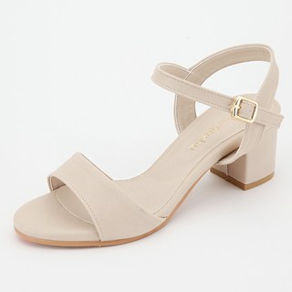 Dangolunni 女款基本款粗跟涼鞋 5cm, 米色, 230mm
