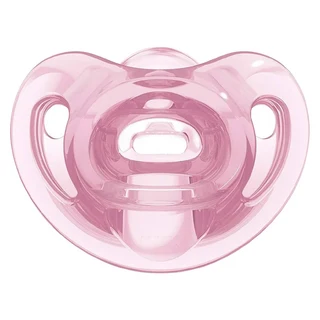 NUK SENSITIVE 全矽膠安撫奶嘴 美國製造 不含BPA 搭配奶嘴盒可加水微波消毒, 初生型(0~6個月), 粉色, 1個
