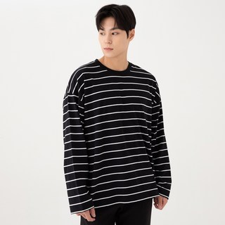 CARET 男款寬鬆版型條紋長袖T恤