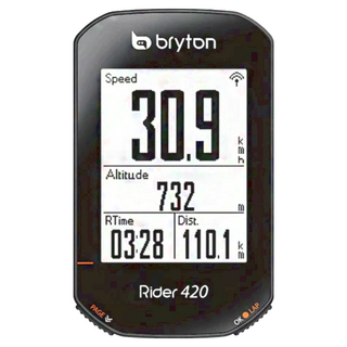 Bryton Rider 420 GPS自行車訓練記錄器，2.3吋單色LCD螢幕，IPX7防水等級, 420E, 1個