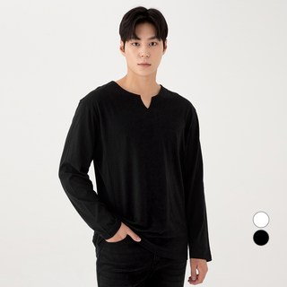 CARET 男士開衩V領長袖T恤