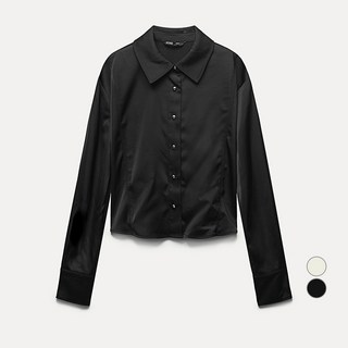 MIXXO 女款緞面短版雪紡衫