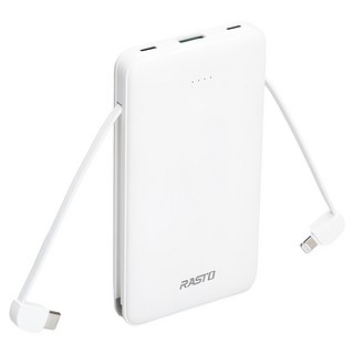 RASTO RB34 自帶雙線三輸出快充版行動電源, MD-BP-068, 白色