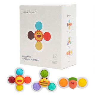 리틀클라우드 유아용 흡착 회전 딸랑이 3종세트, 혼합색상, 1세트
