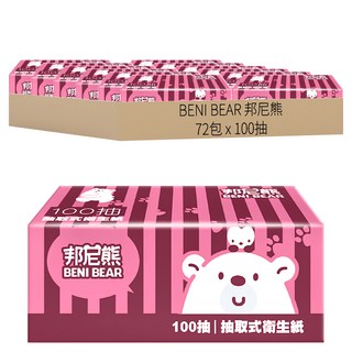 BENI BEAR 邦尼熊抽取式衛生紙 100抽, 12包, 6袋