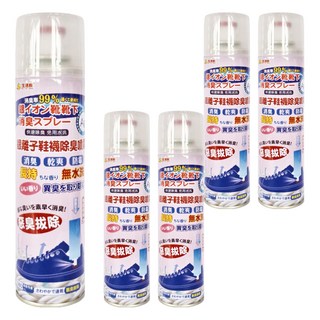 銀離子鞋襪除臭噴劑 乾爽 防霉 無水洗, 360ml, 5瓶