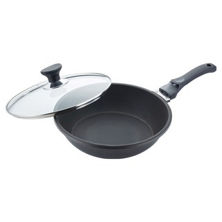 MiyAco 米雅可 遠紅外線陶瓷不沾平底鍋 深型附蓋平底鍋 耐用不沾 適用金屬鏟, 30cm, 1組