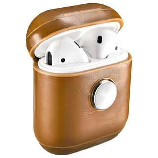 PhotoFast 銀箭資訊 AirPods 指尖陀螺 旋轉皮革保護套, 焦鐵咖, 1個