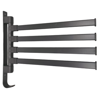 妃妃嚴選 旋轉毛巾架 4桿 黑色, 1個