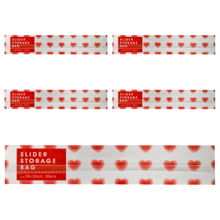 SHIMOYAMA 愛心滑扣夾鏈密封PE保鮮袋 收納袋, 大, 20個, 5盒