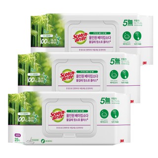 3M 올인원 베이킹소다 물걸레청소포 플러스 25매, 3개