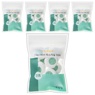 VITAHALO Daily New系列含蠟牙線 50M 薄荷味, 9入, 5包