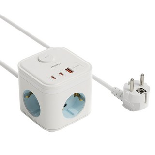 무아스 마카롱 USB 고용량 큐브 멀티탭 3구 MPSC1, 1.5m, 스카이블루, 1개