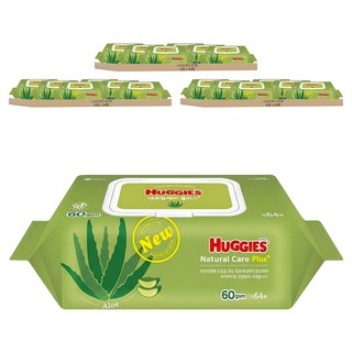 HUGGIES 好奇 Nature care plus 濕紙巾 掀蓋式, 60gsm, 64張, 18包