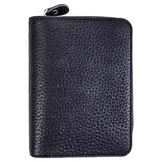 真皮頭層荔枝紋牛皮自動分離女士皮夾中夾 黑色 10卡位 2大鈔位, 12.8 x 9.5 x 3cm