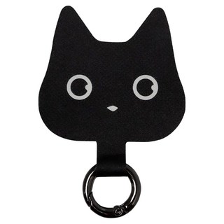 ekax 玩趣造型手機掛繩夾片 聚酯纖維 五金, 大頭貓 黑色, 1個