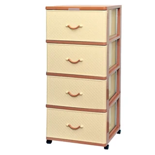 KEYWAY 聯府 特大佐藤深型四層抽屜櫃 附輪 200L, 咖啡色 + 白色, 四層