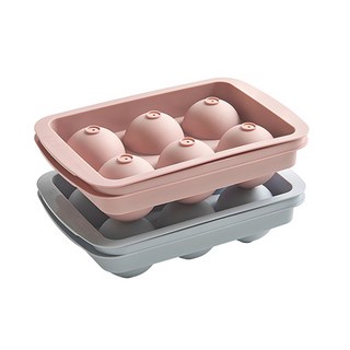 이지앤프리 프리미엄 아이스볼 얼음트레이 6구 2종 세트, 코랄핑크 + 스카이블루, 1세트