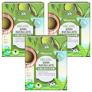 Vilson 米森 有機京都抹茶拿鐵 無奶精 無人工香料 無人工色素, 25g, 8包, 3盒