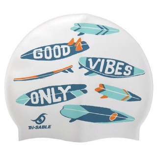 SABLE 黑貂 兒童泳帽 C93（白線稿）, F, 白綠橘, 1個