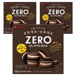 롯데제로 카카오 케이크, 171g, 3개