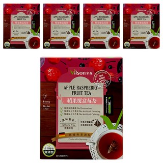 Vilson 米森 蘋果覆盆莓茶, 無咖啡因, 三角立體茶包, 德國原裝進口, 4g, 8包, 5盒