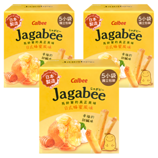 Calbee 卡樂比 Jagabee 日本加卡比薯條 日式蜂蜜風味 5包入 酥脆涮嘴, 75g, 3盒