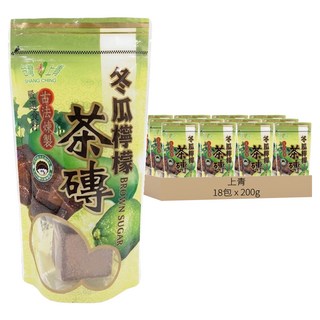 上青 黑糖塊 冬瓜檸檬茶磚 a254, 200g, 1包, 18包