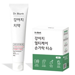 닥터블랭크 강아지 치약 딸기향 80g + 멀티케어 손가락 티슈 60매 세트, 1세트