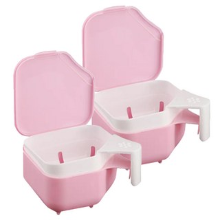 novopin 假牙專用收納盒 附瀝水籃, 340ml, 1入, 2個, 粉色