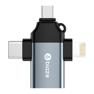 畢亞茲 OTG三合一轉接頭 38 x 16 x 8mm A65 1個, 金屬灰