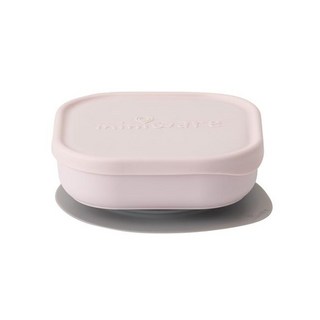 Miniware 微兒 天然聚乳酸 方形設計 含矽膠保鮮蓋 防滑吸盤, 柔粉棉花, 附蓋點心碗, 1組