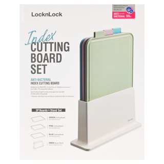 LocknLock 樂扣樂扣 PP砧板三件組 砧板*3個+砧板架*1個, 1盒