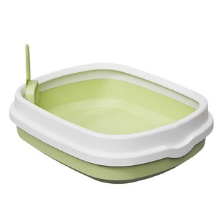 半封閉式貓砂盆 提供隱私 減少垃圾追蹤 高護欄設計, 綠色, 大, 1個