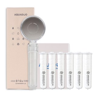 아쿠아듀오 SF-580 필터샤워기 헤드 + 세디먼트 리필 6p 세트, 1개, 클리어