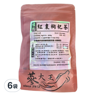 蔘大王 桂圓紅棗枸杞茶包 共60g, 6g, 10包, 6袋